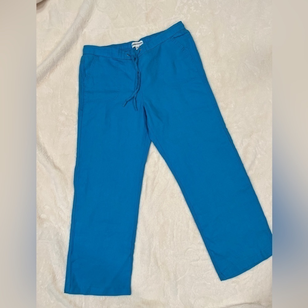 George & Martha blue linen wide legs trousers